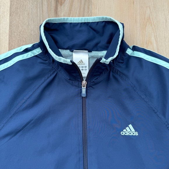 Adidas Women’s Full Zip Windbreaker Jacket No Hood Blue Teal Large - Picture 4 of 16